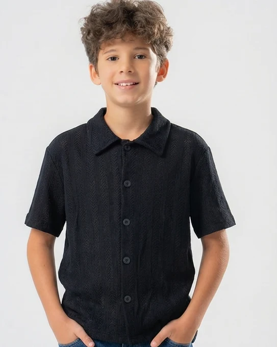 Boys Jaqured Half Sleeves Shirt