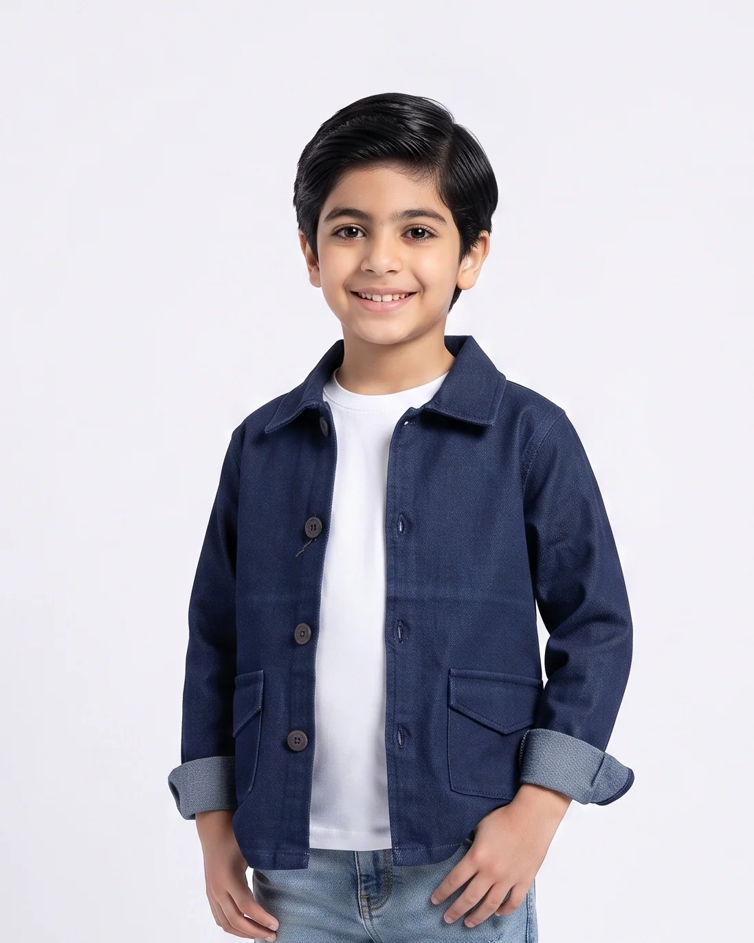 Boys Plain Long Sleeves Over Shirt - Image 3