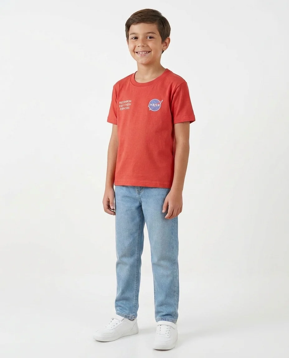 Boys Printed Nasa Half Sleeves T-shirt - Image 3
