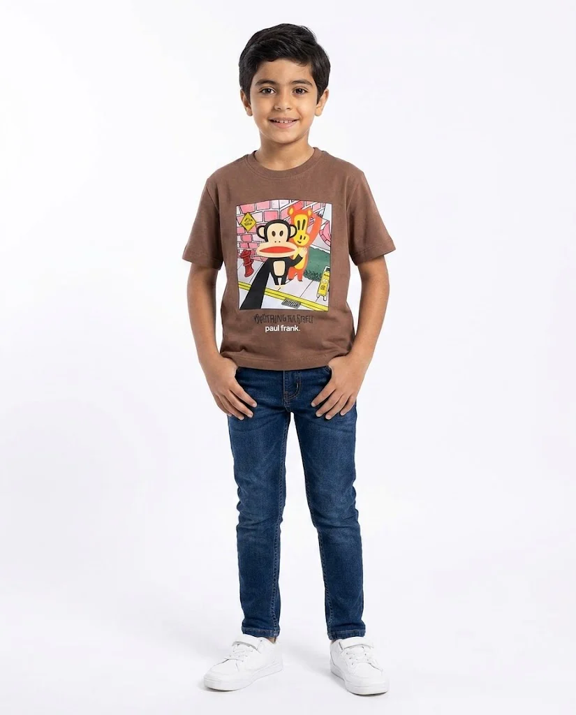 Boys Printed Paul Frank Half Sleeves T-shirt - Image 2