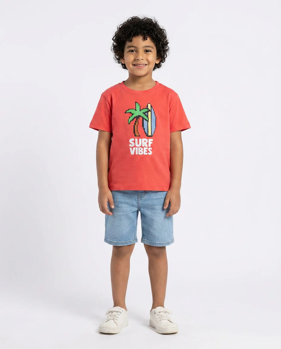 Boys Printed Surf Vibes Half Sleeves T-shirt - Image 2