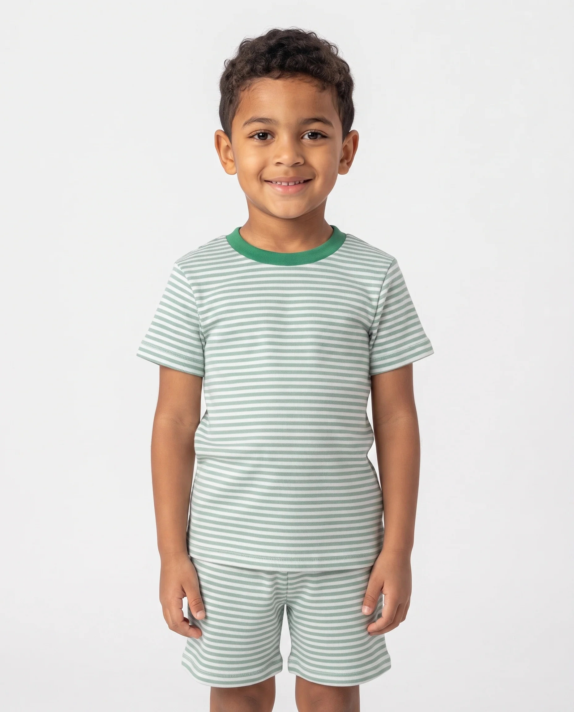 Boys Stripped Half Sleeves Pyjama W/short - Image 2