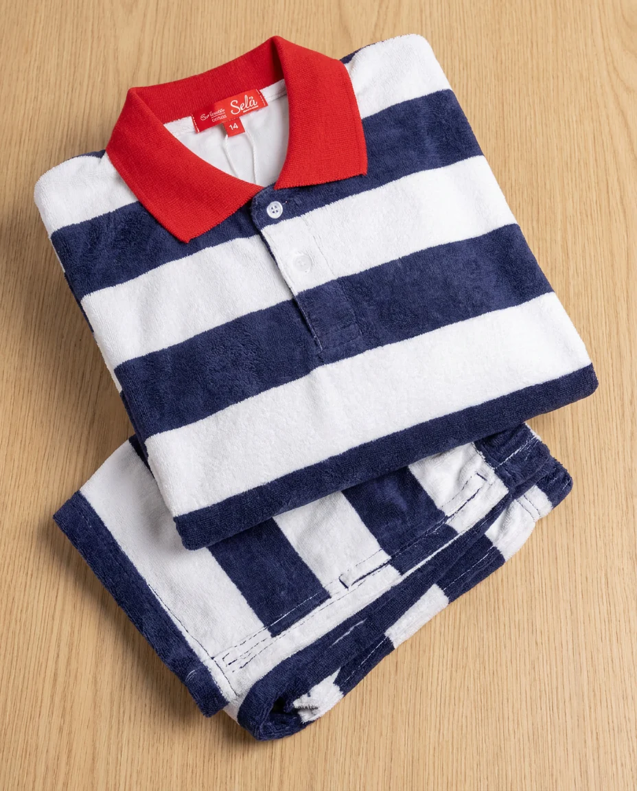 Boys Stripped Half Sleeves Pyjama W/short - Image 2