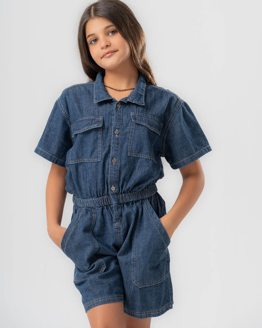 Girls Denim Jumpsuit - Image 5