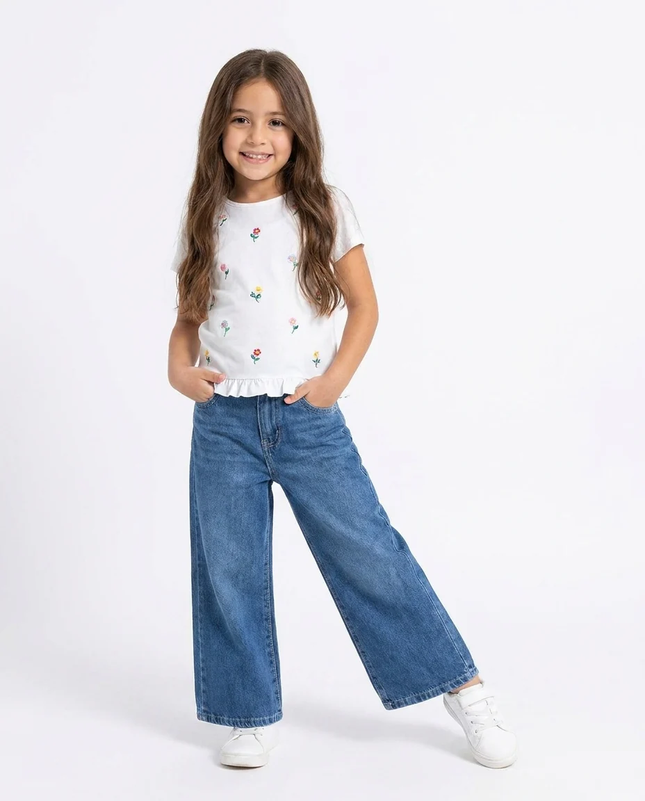 Girls Jeans Pant Wide Leg Fit - Image 3