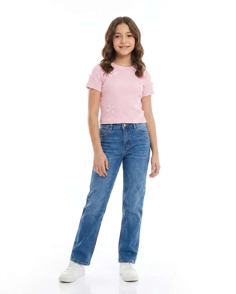Girls Plain Half Sleeves T-shirt - Image 2