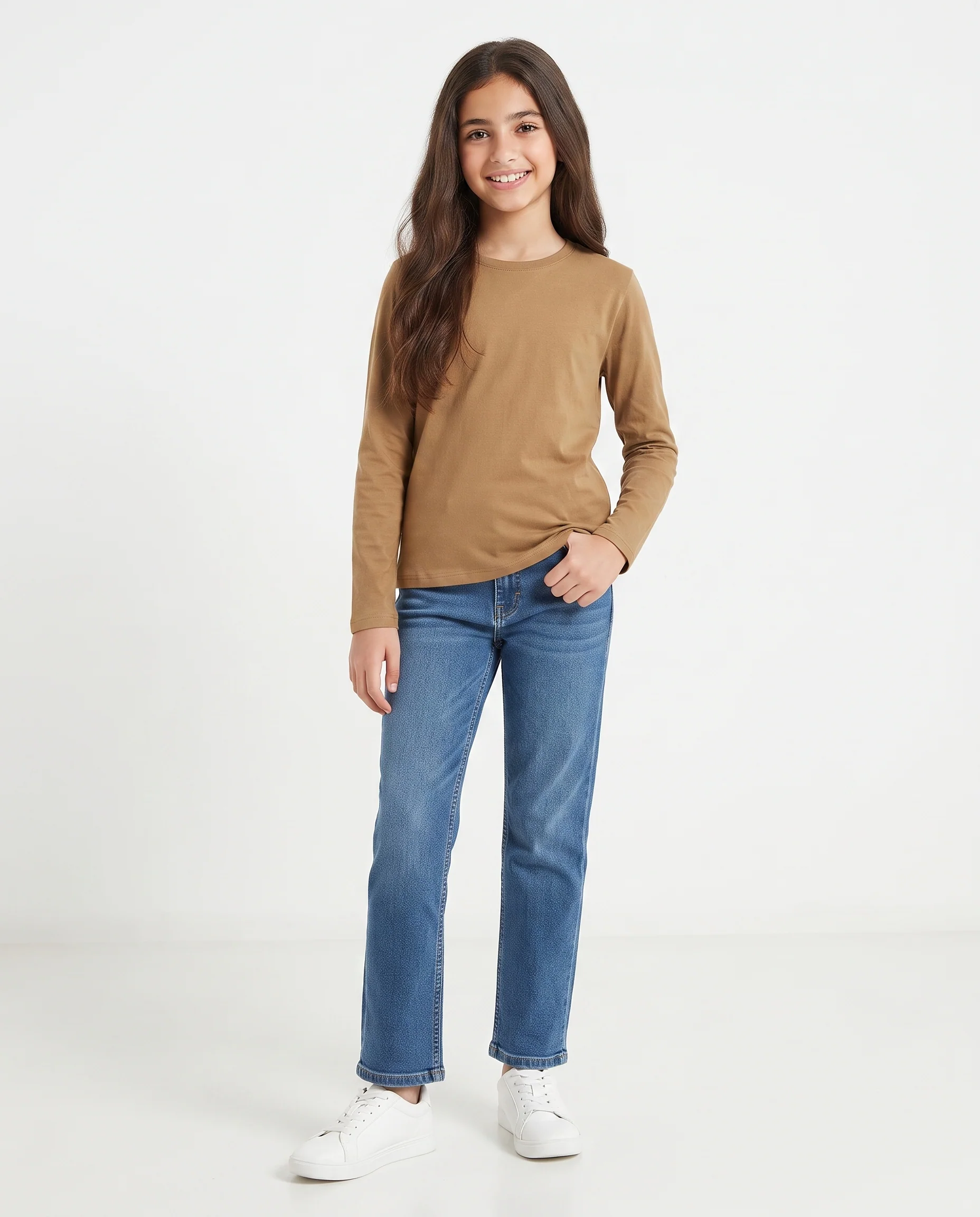 GIRLS PLAIN LONG SLEEVES T-SHIRT ROUND NECK - Image 3