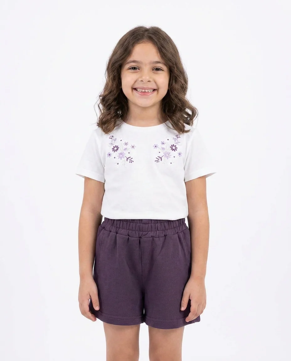 Girls Plain Summer Melton Short - Image 5