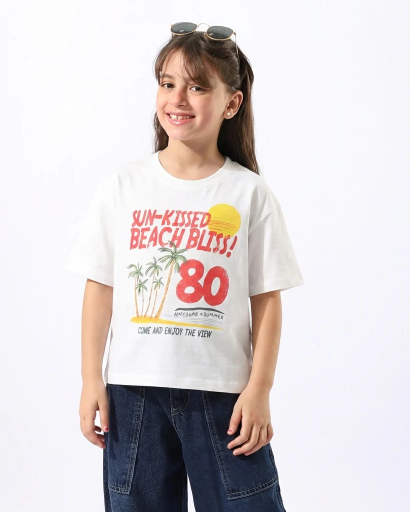 Girls Printed 80 Half Sleeves T-Shirt