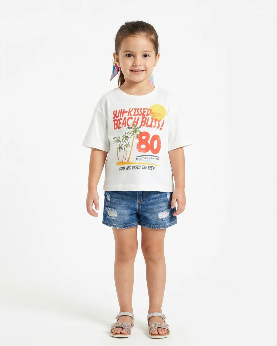 Girls Printed 80 Half Sleeves T-Shirt - Image 2