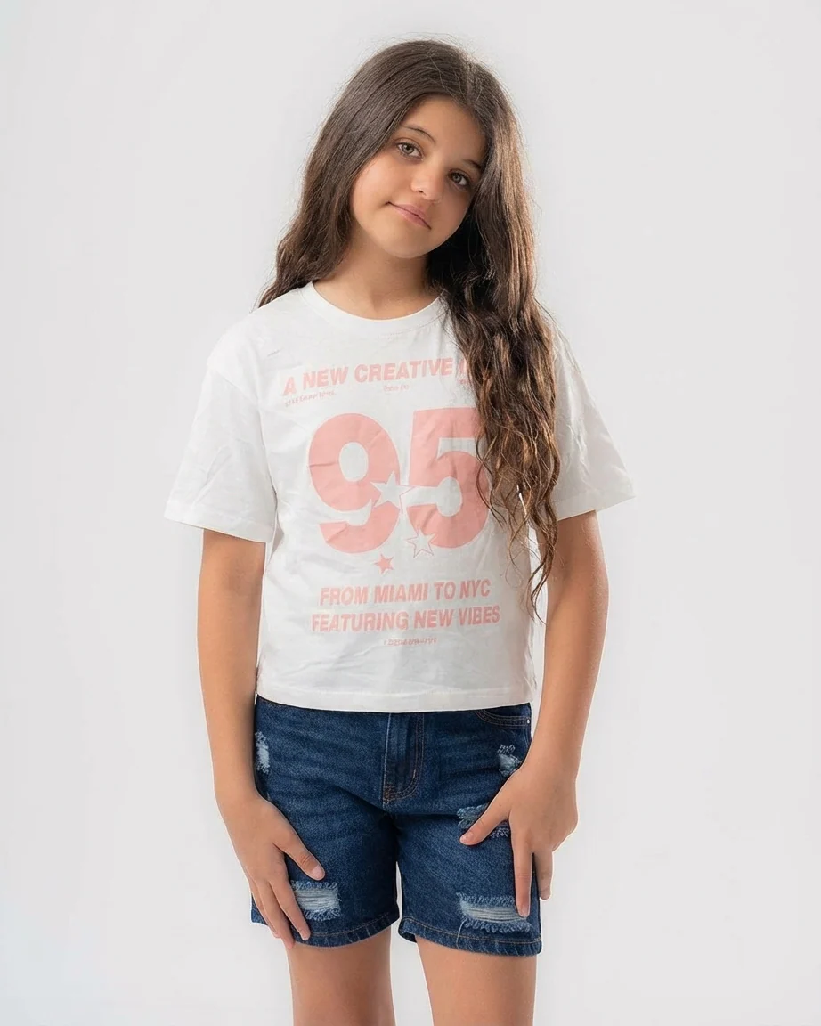 Girls Printed 95 Half Sleeves T-Shirt