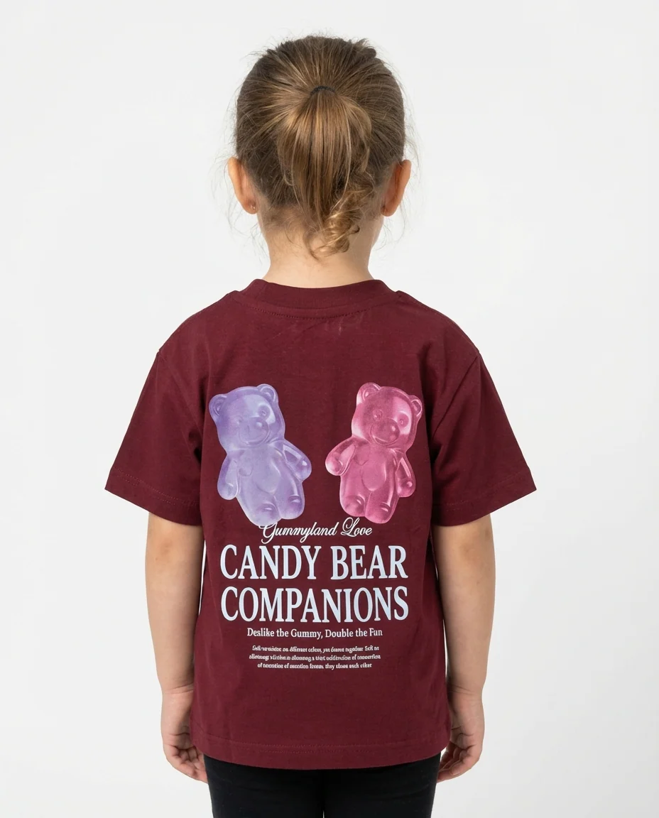 Girls Printed Bear Half Sleeves T-shirt - Image 2
