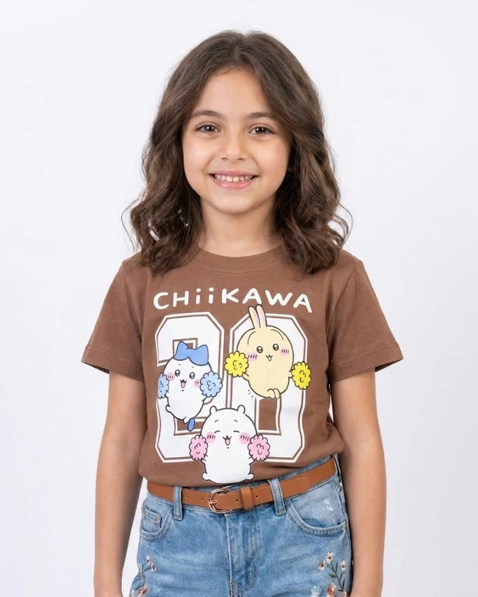 Girls Printed Chiikawa Half Sleeves T-shirt