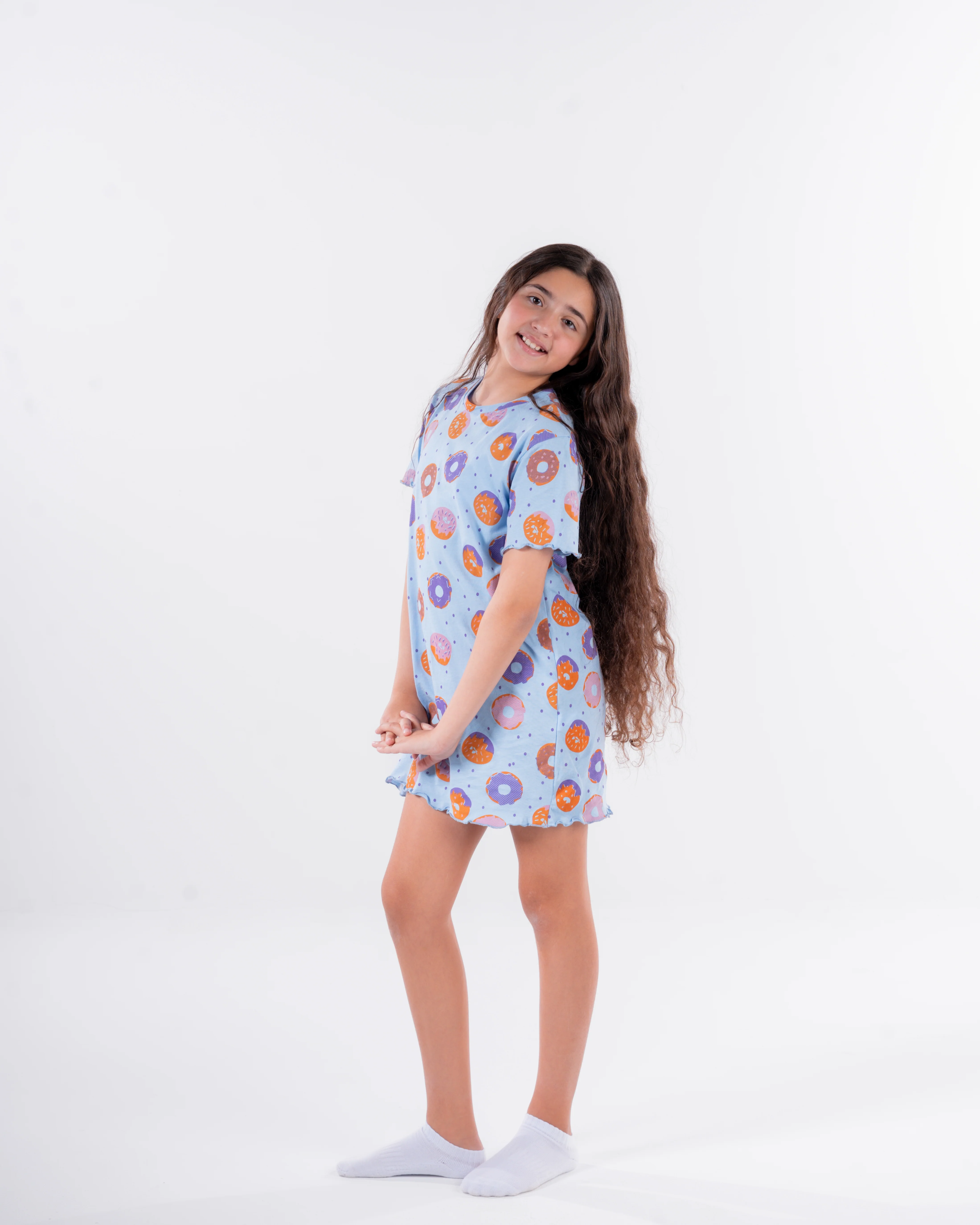 Girls Printed Dounts Nightgown - Image 3