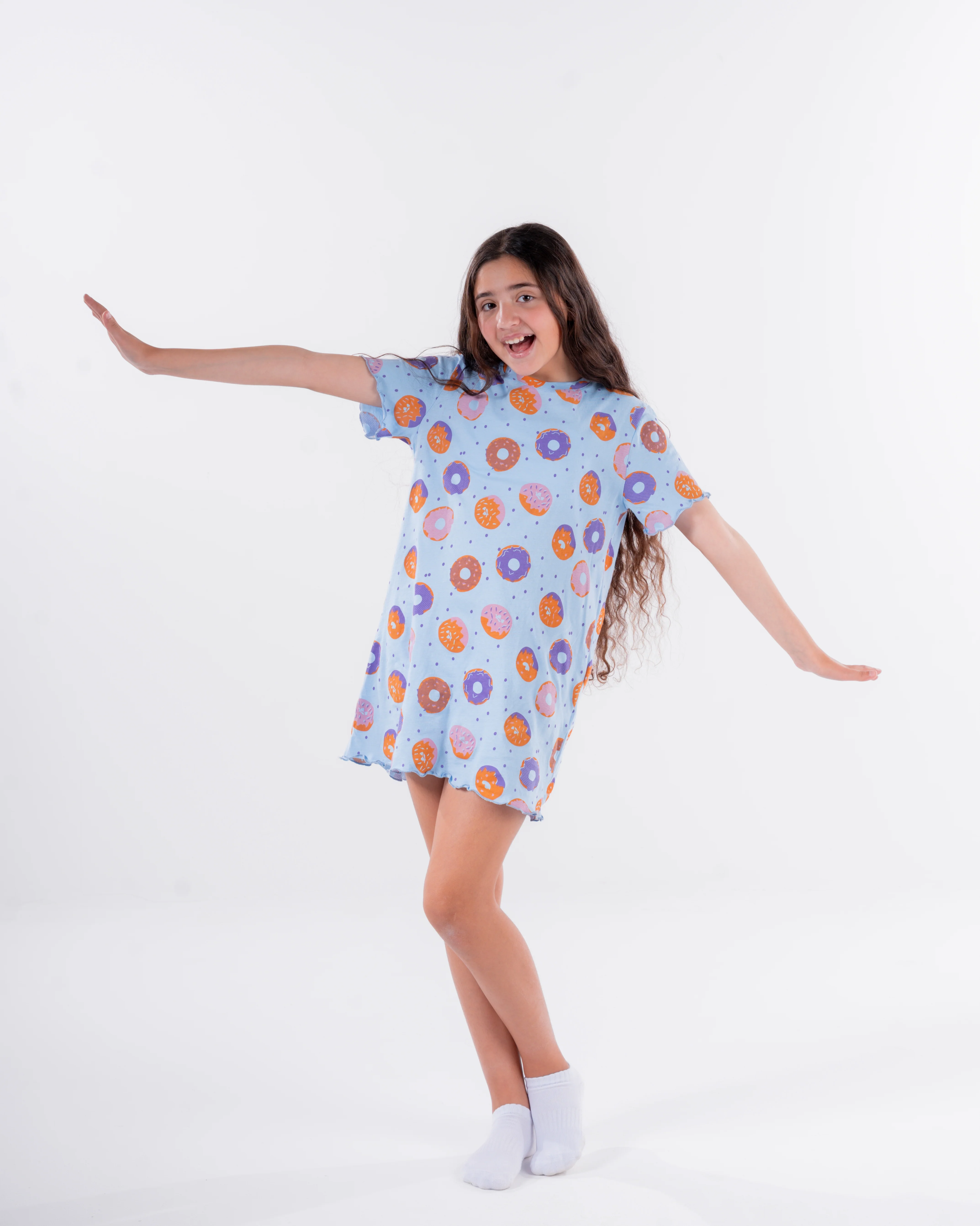 Girls Printed Dounts Nightgown - Image 4