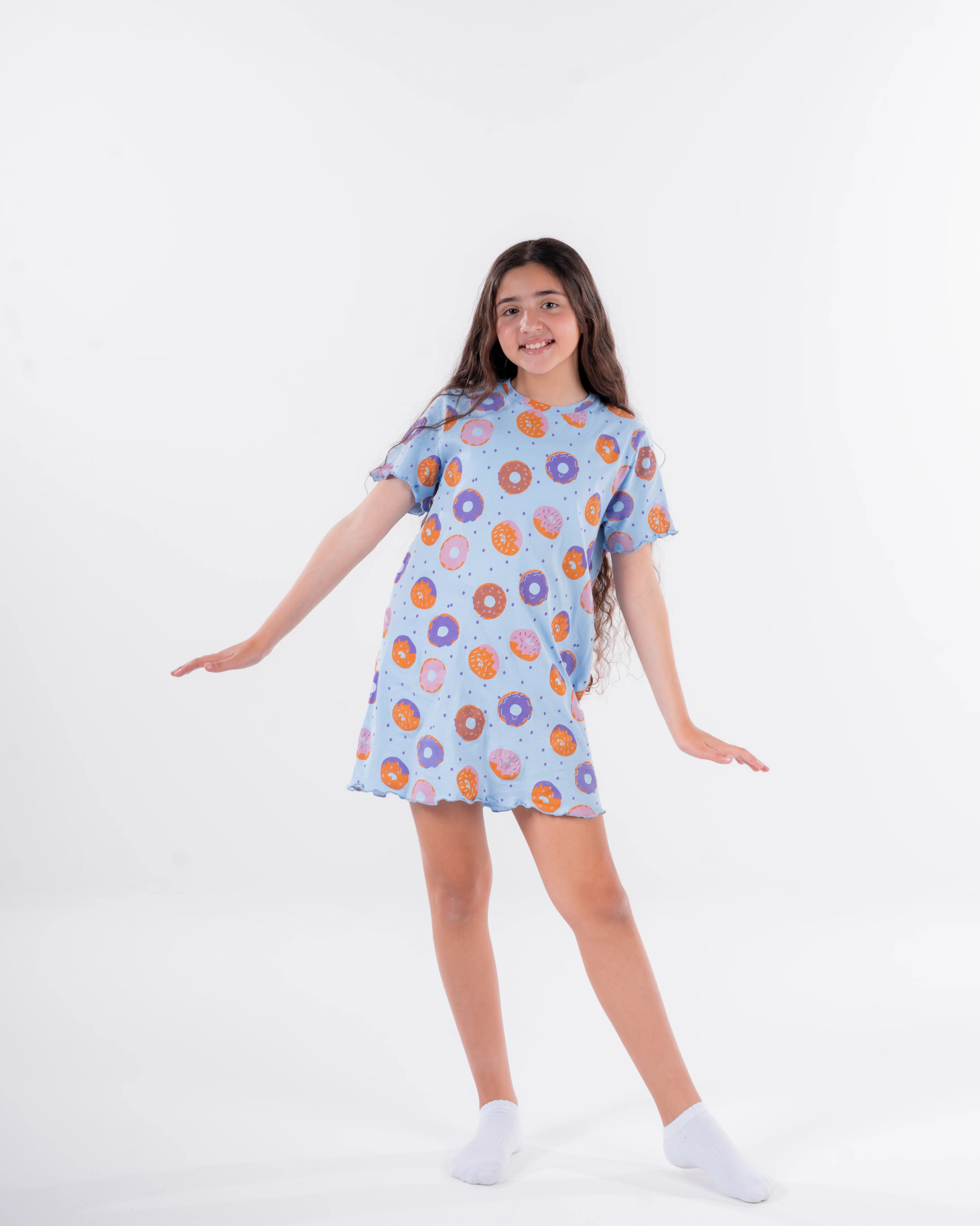 Girls Printed Dounts Nightgown - Image 5