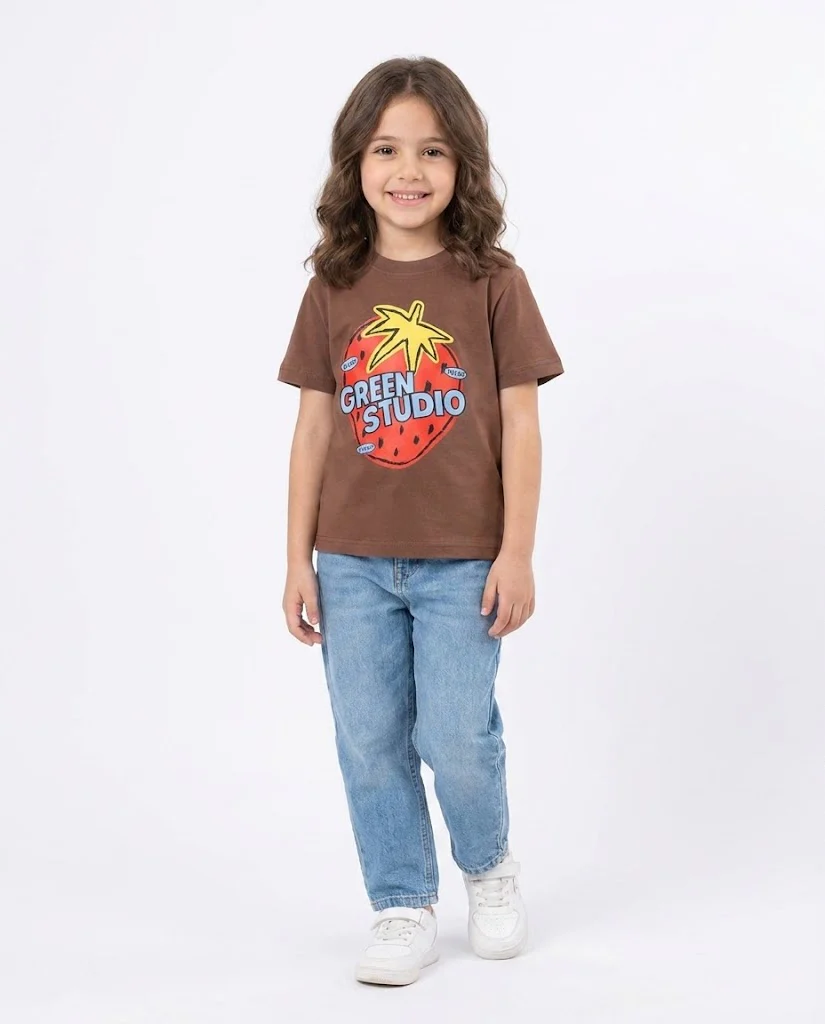 Girls Printed Green Studio Half Sleeves T-shirt - Image 2