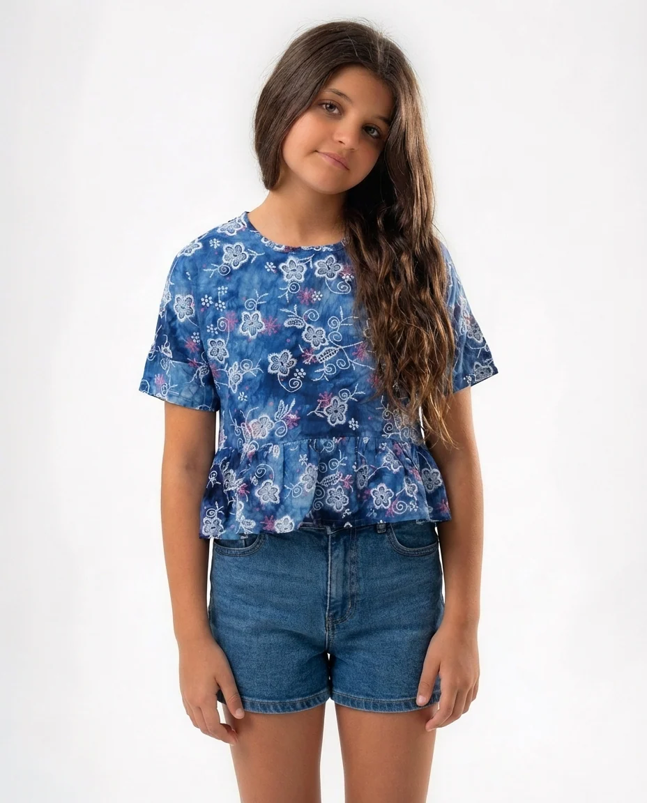 Girls Printed Half Sleeves Blouse - Image 2