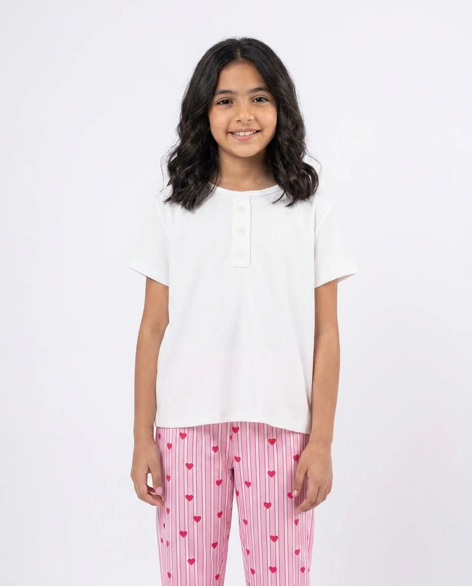 Girls Printed Half Sleeves Pyjama W/pants - Image 3