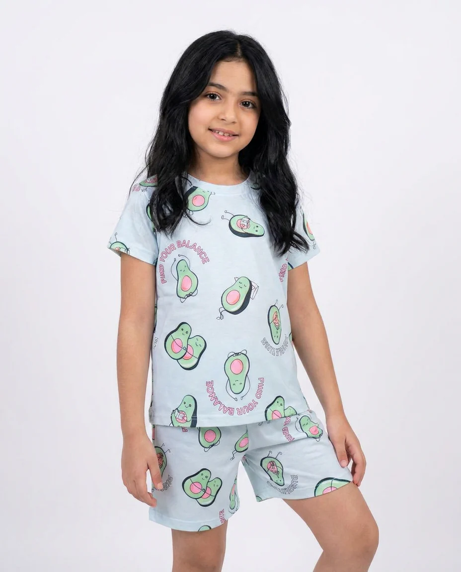 Girls Printed Half Sleeves Pyjama W/short - Image 2