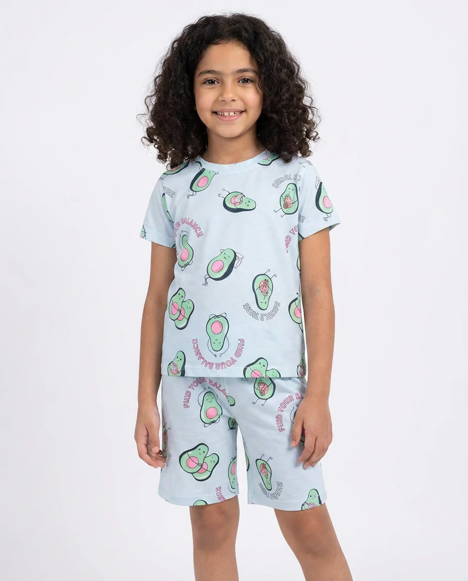 Girls Printed Half Sleeves Pyjama W/short - Image 3