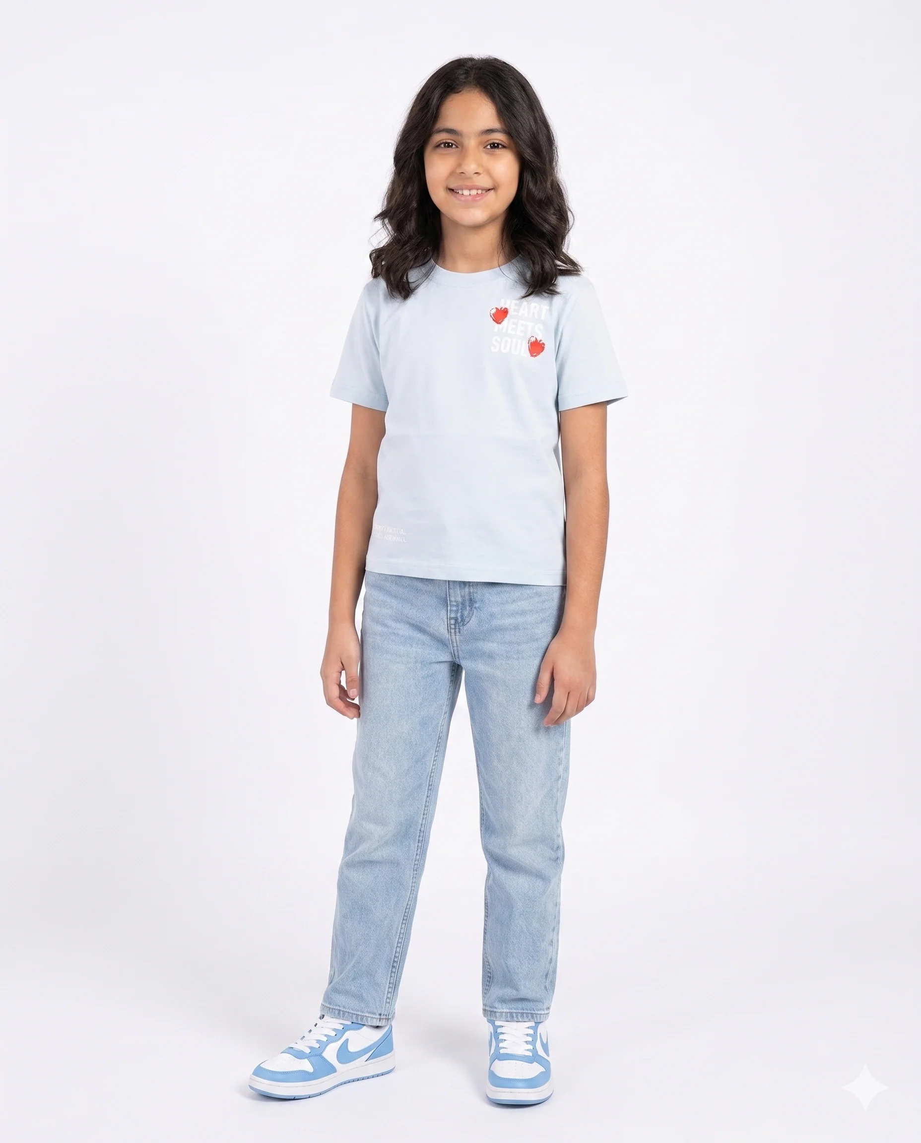 Girls Printed Heart Meet Soul Half Sleeves T-shirt - Image 3