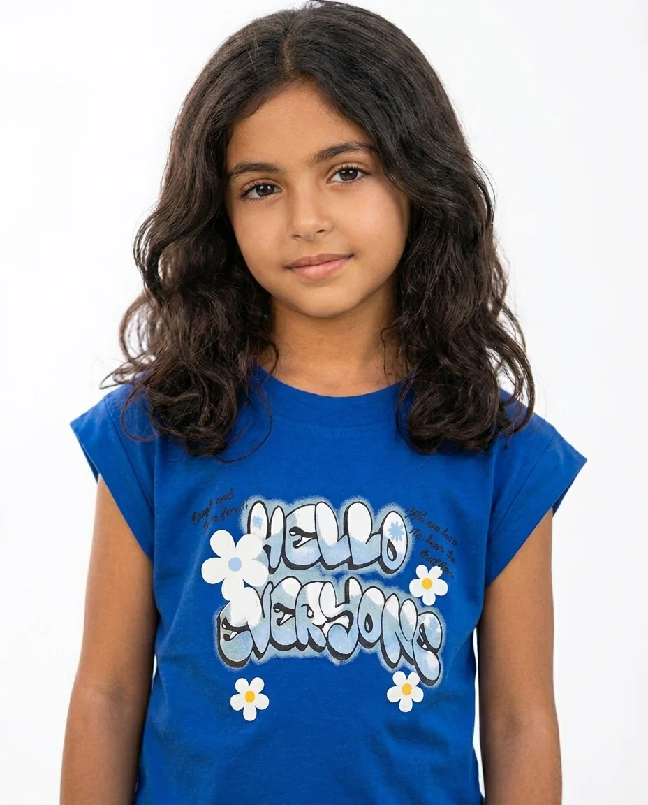 Girls Printed Hellow Cut T-Shirt