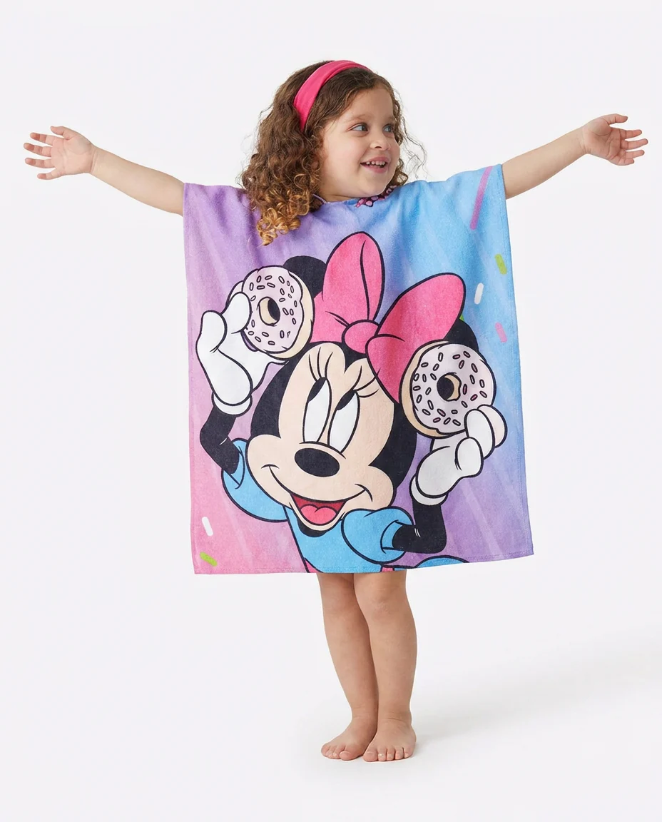 Girls Printed Poncho Peach - Image 2