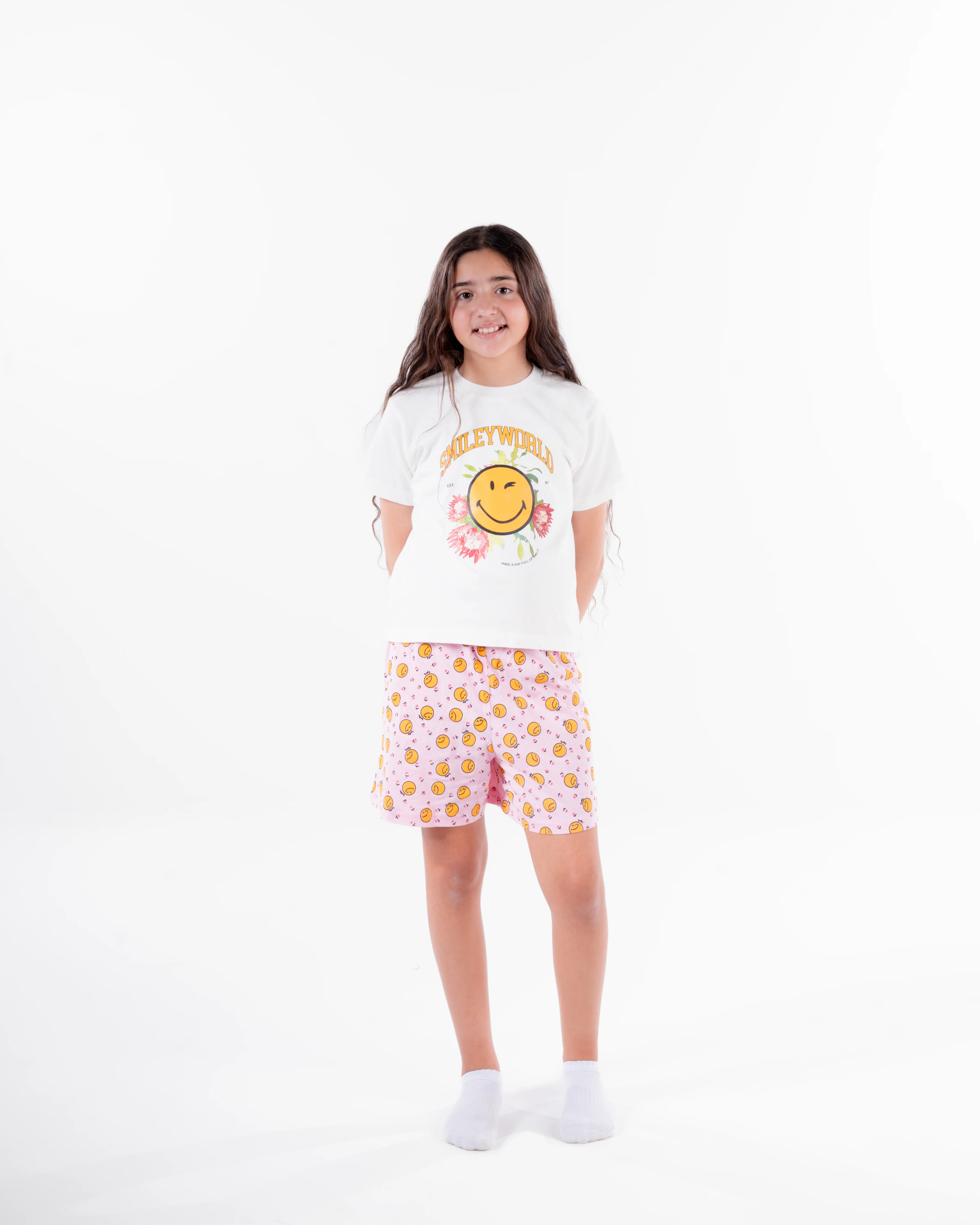 Girls Printed Smile Half Sleeves Pyjama - Image 2