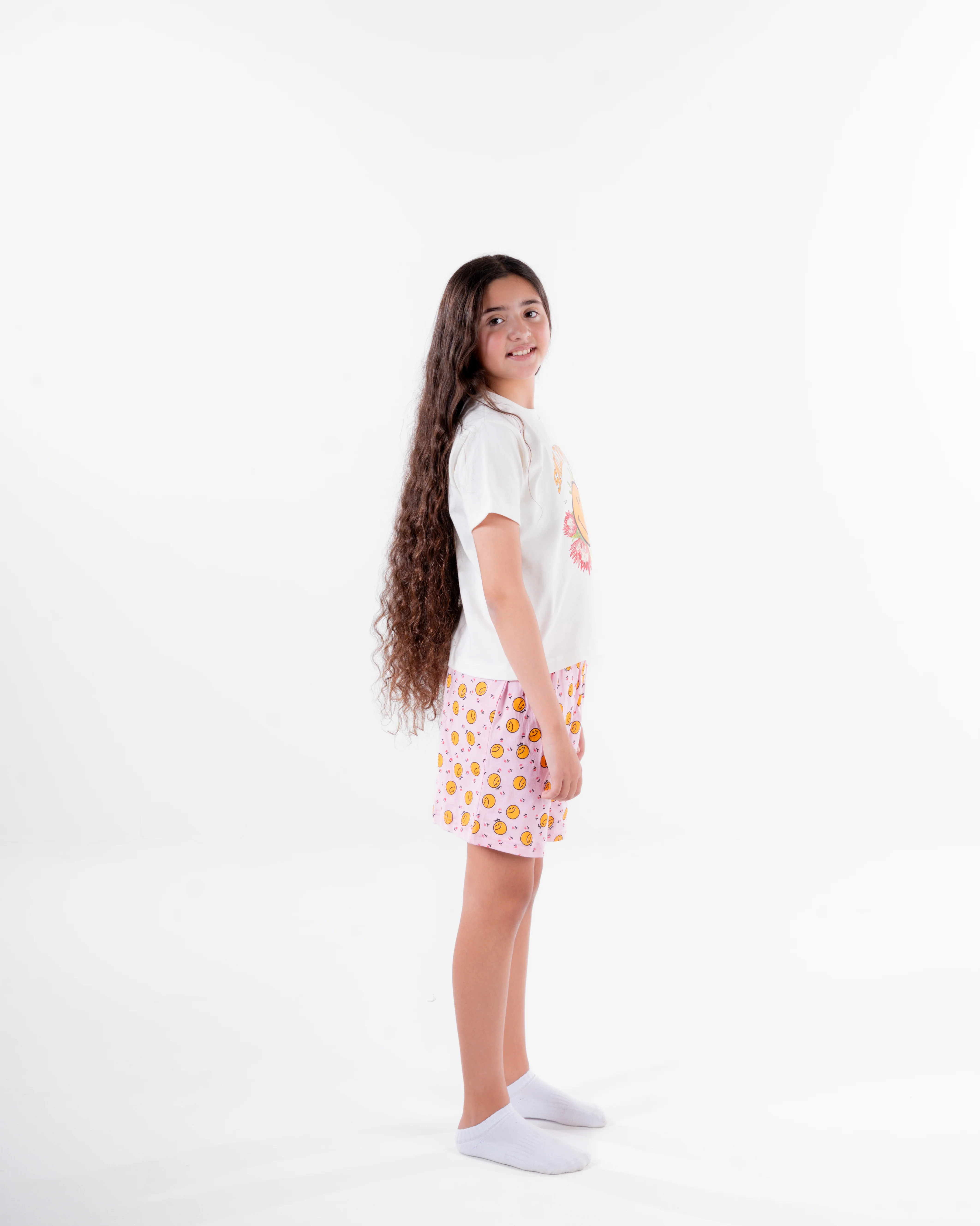 Girls Printed Smile Half Sleeves Pyjama - Image 3