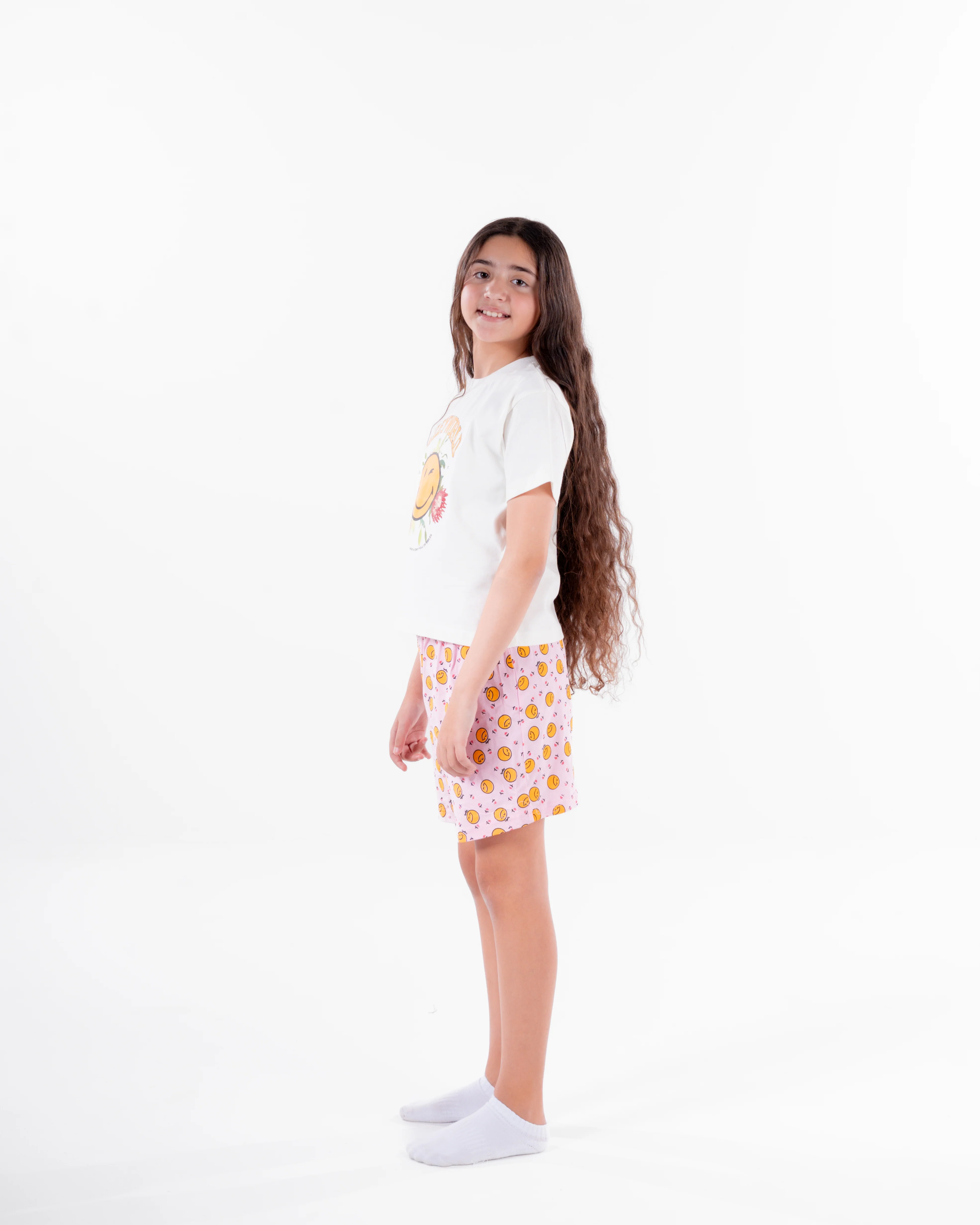 Girls Printed Smile Half Sleeves Pyjama - Image 4