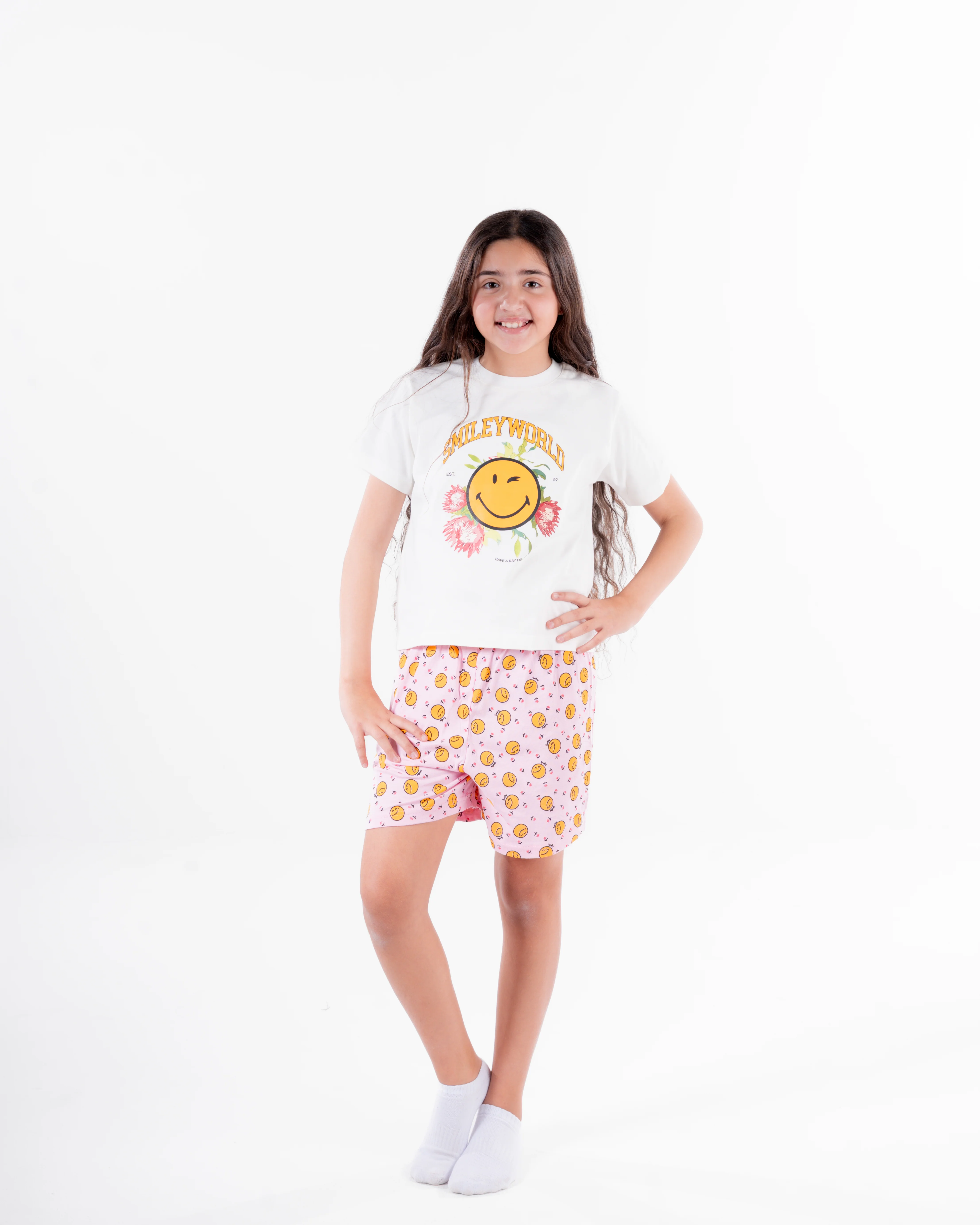 Girls Printed Smile Half Sleeves Pyjama - Image 5