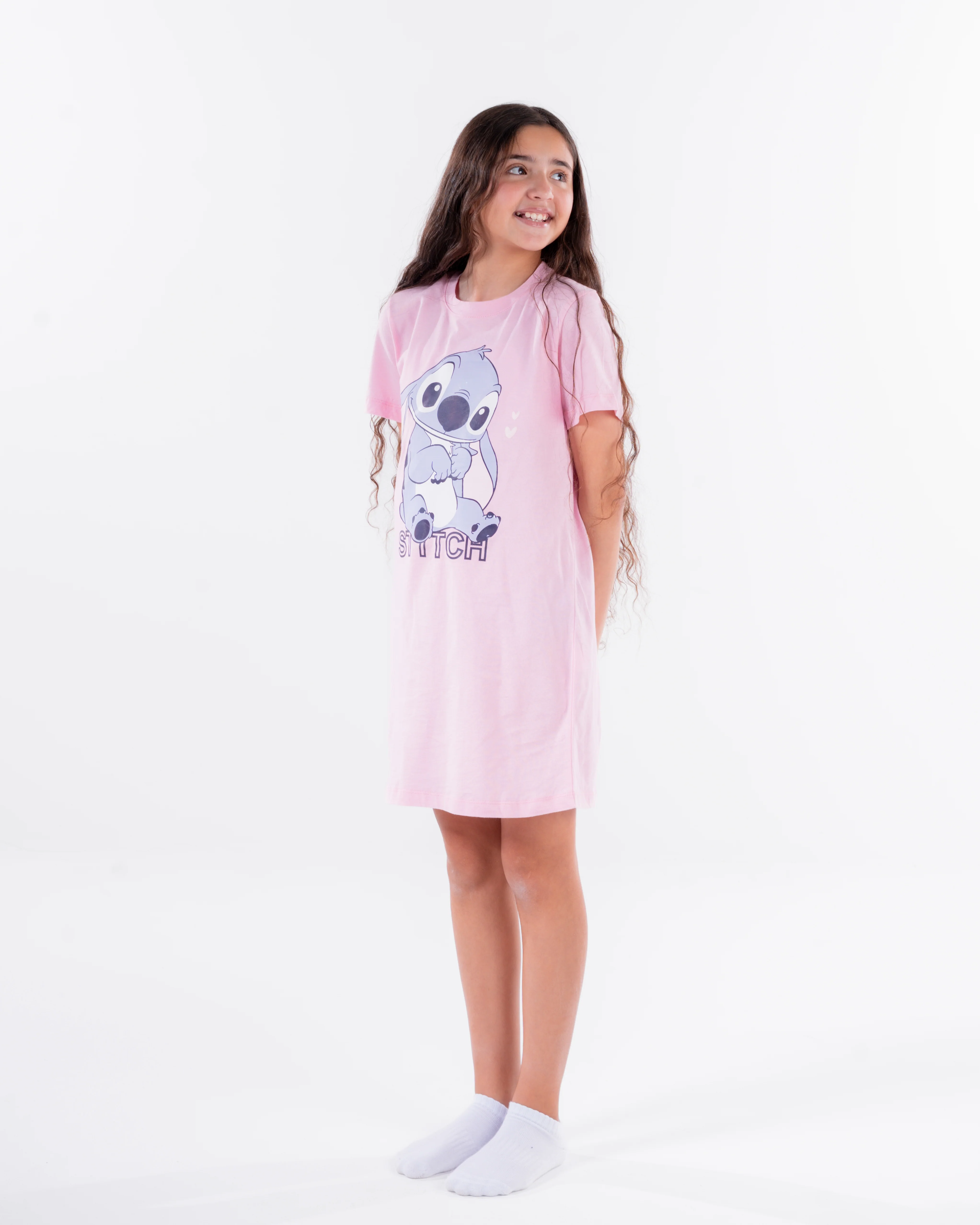Girls Printed Stitch Half Sleeves Nightgown