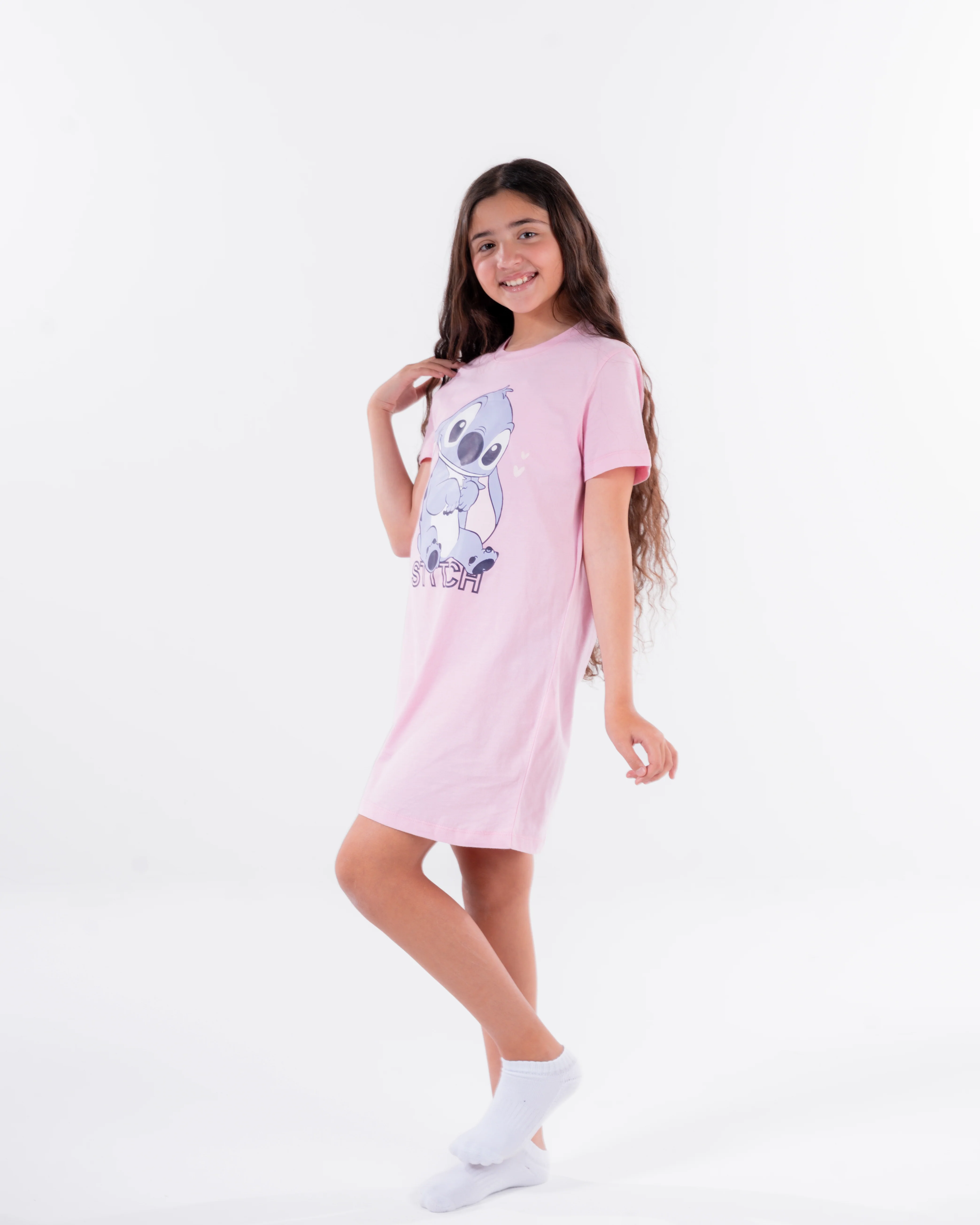 Girls Printed Stitch Half Sleeves Nightgown - Image 4