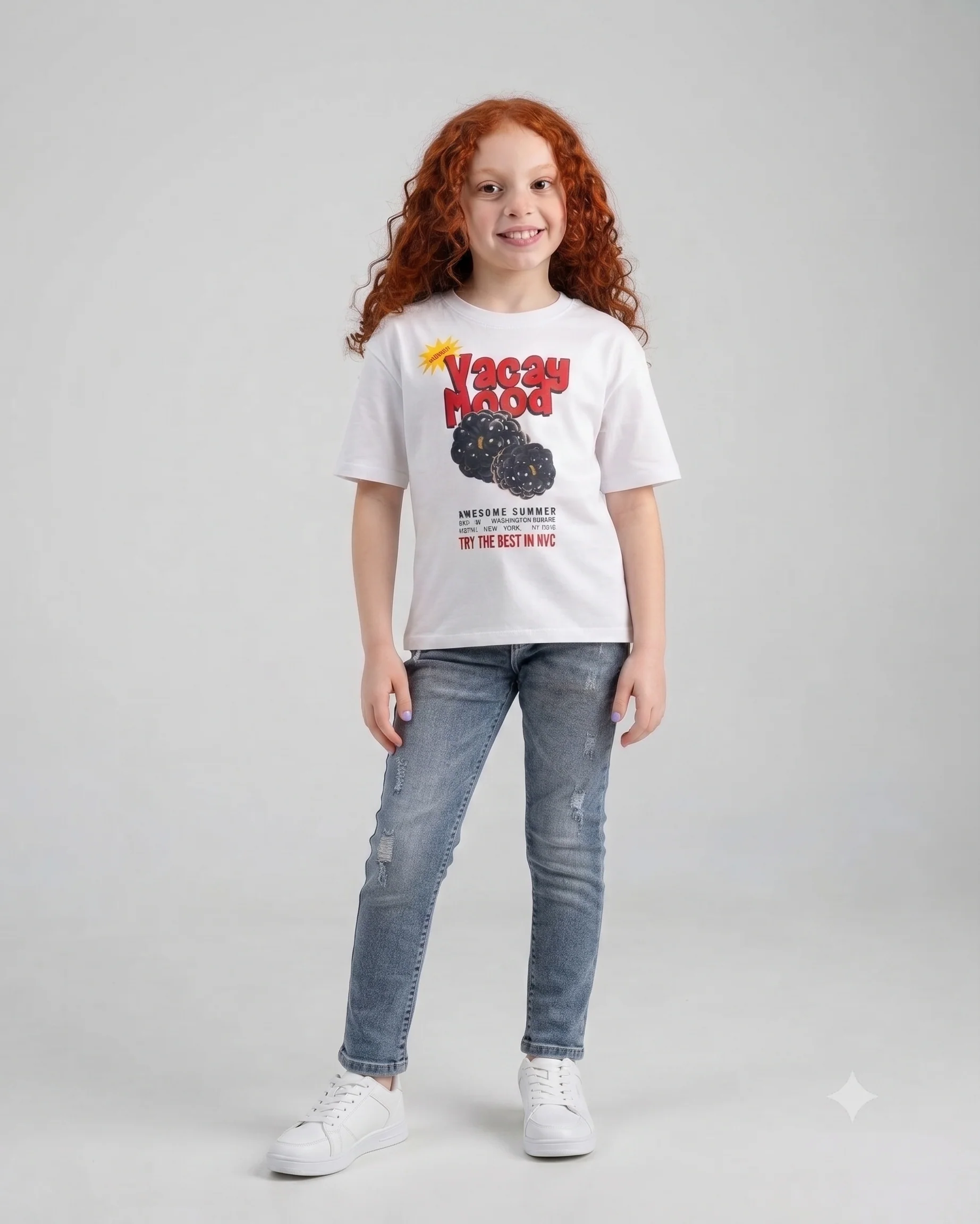 Girls Printed Vacay Mood Half Sleeves T-Shirt - Image 2