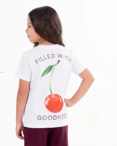 Girls Short Sleeves Printed Cherry T-shirt - Image 2