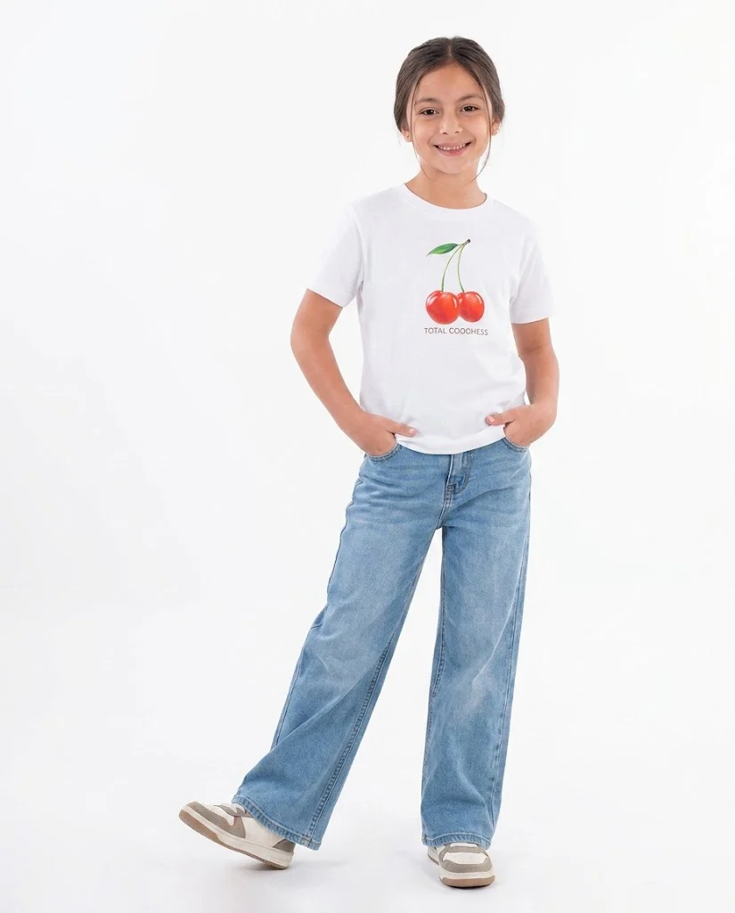 Girls Short Sleeves Printed Cherry T-shirt - Image 3
