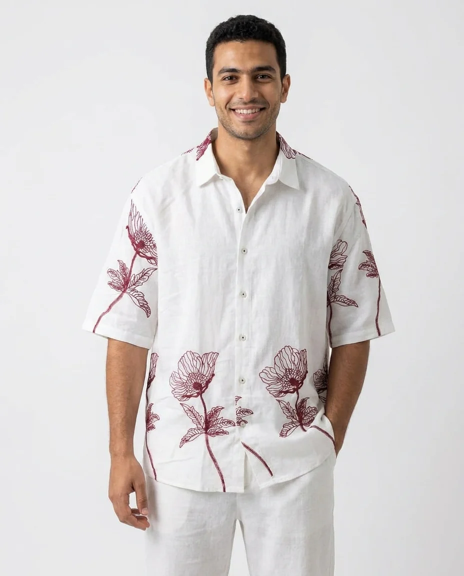 Men Embroidered Half Sleeves Shirt