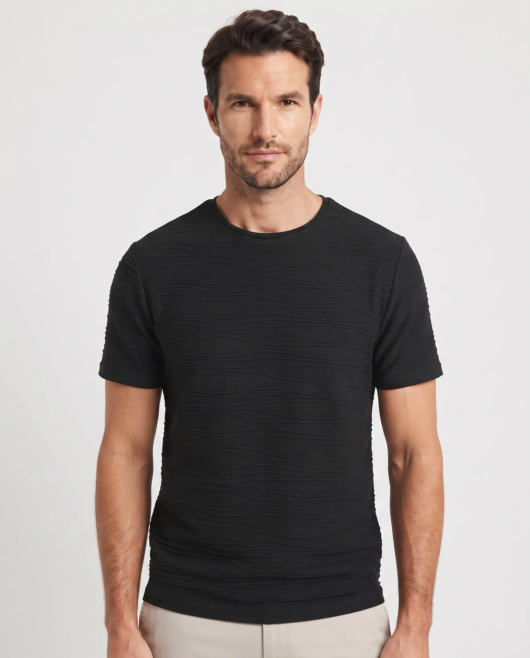 MEN JAQURED HALF SLEEVES T-SHIRT - Image 3