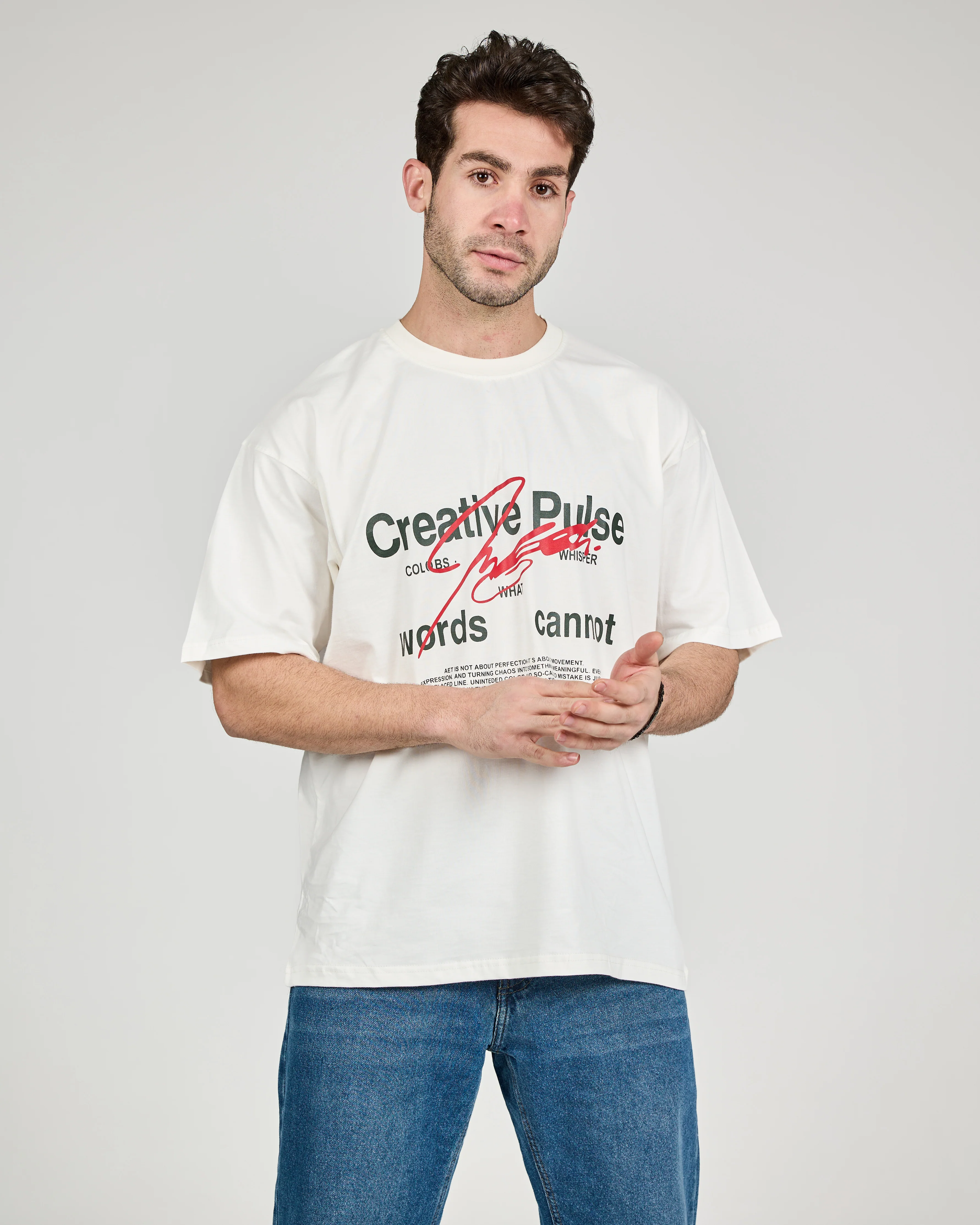 MEN OVER SIZE PRINTED CREATIVE PULSE T-SHIRT