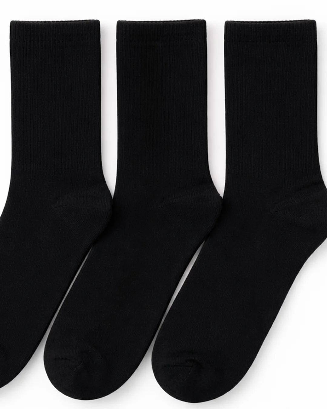Men Plain Cotton Long Leg Socks Pack3 - Image 2