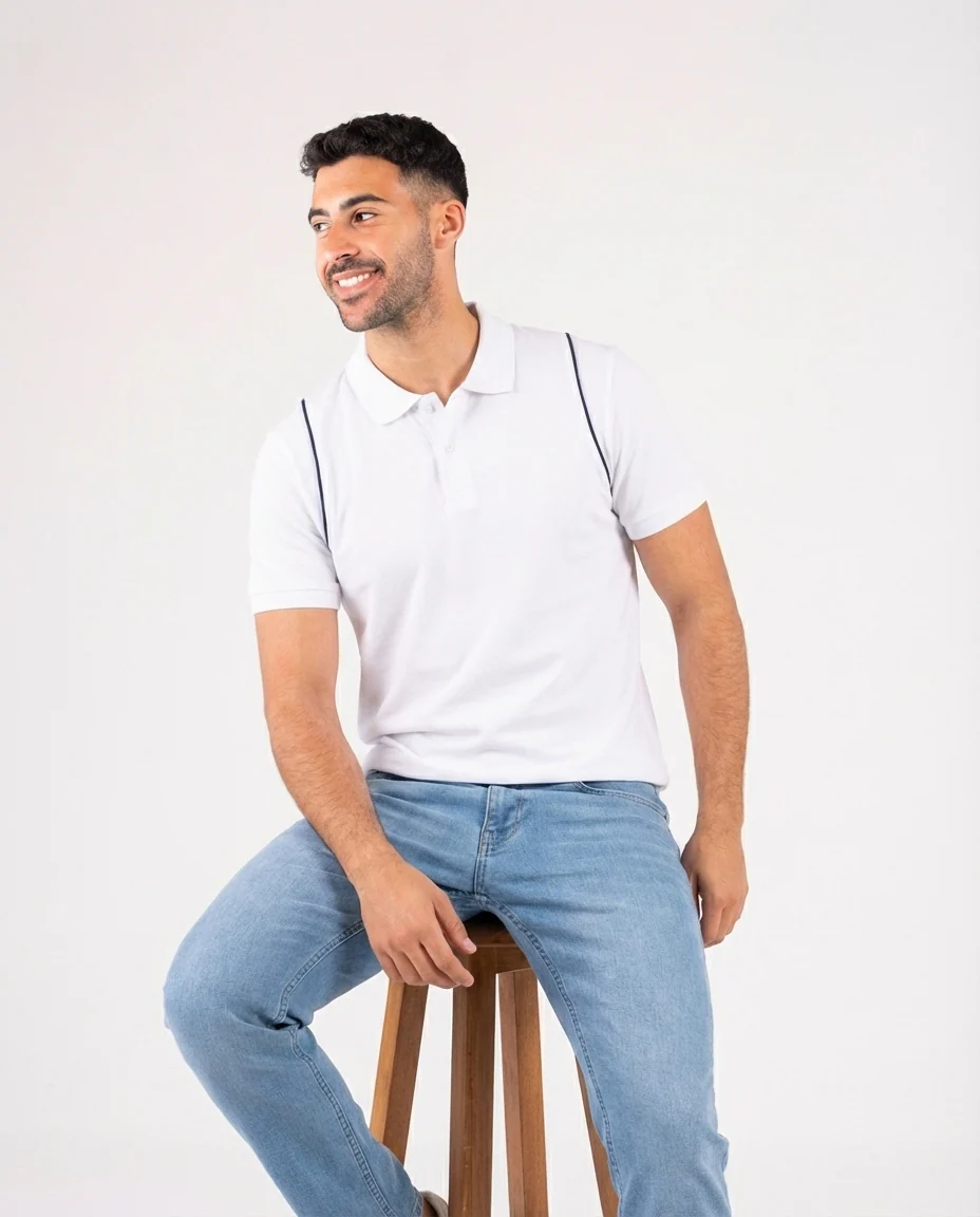 MEN PLAIN HALF SLEEVES POLO T-SHIRT - Image 2