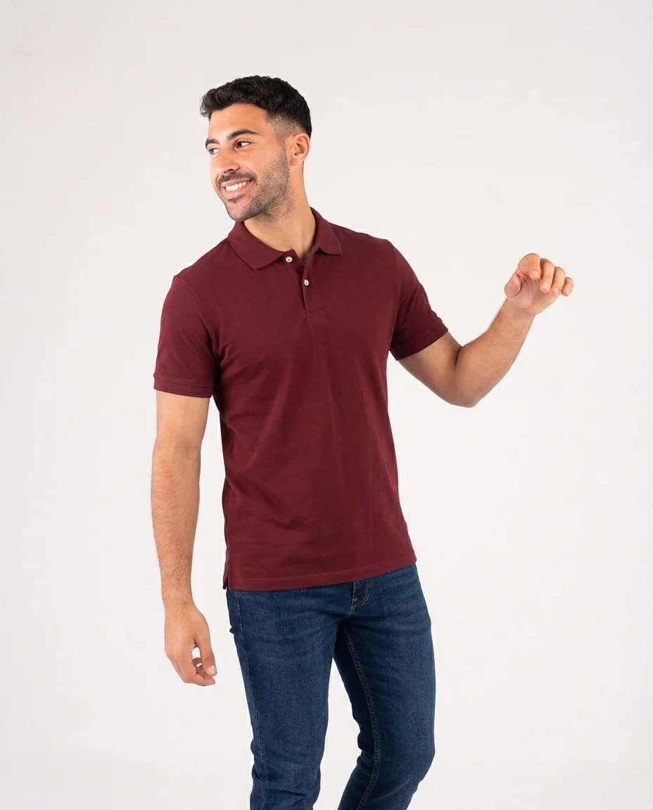 Men Plain Half Sleeves Polo T-shirt - Image 2