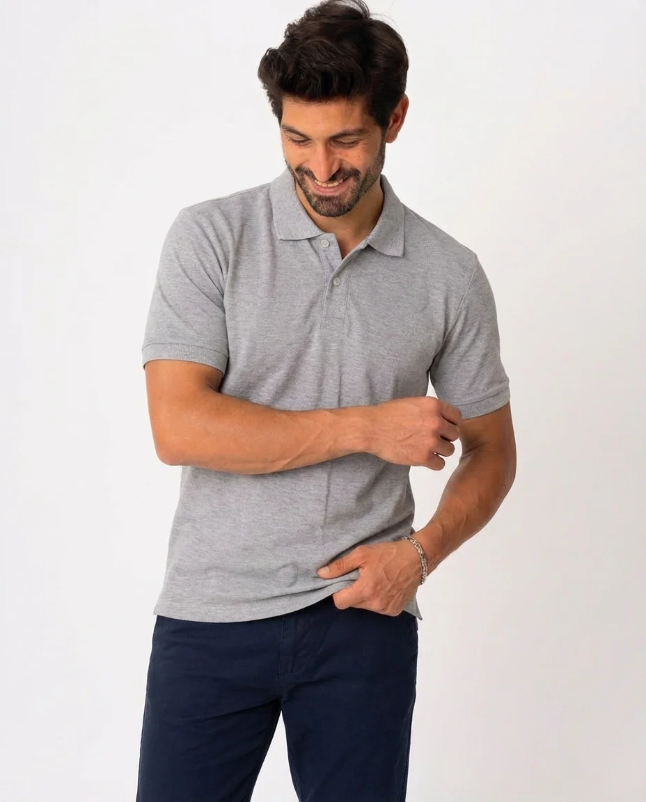 Men Plain Half Sleeves Polo T-shirt - Image 3