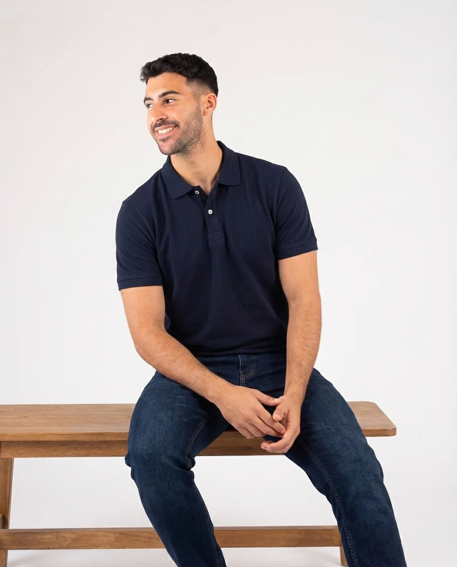Men Plain Half Sleeves Polo T-shirt - Image 4