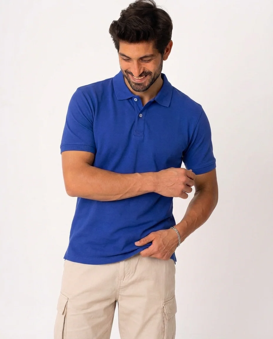 Men Plain Half Sleeves Polo T-shirt - Image 6