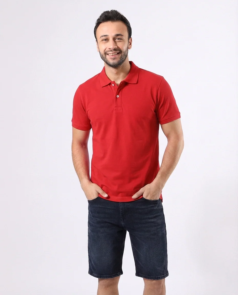 Men Plain Half Sleeves Polo T-shirt - Image 7