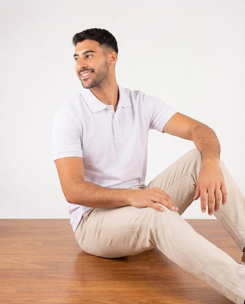 Men Plain Half Sleeves Polo T-shirt - Image 9