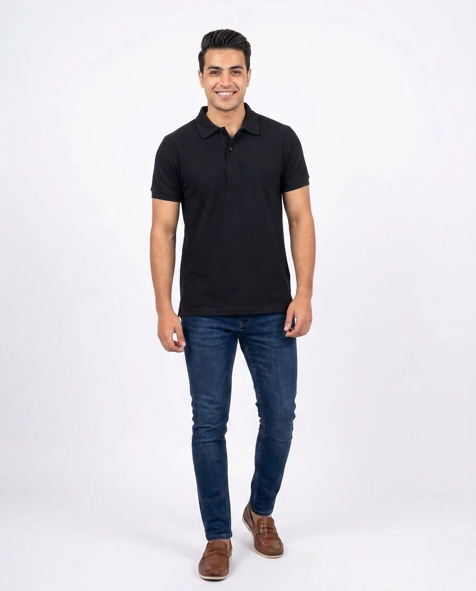 Men Plain Half Sleeves Polo T-shirt - Image 2