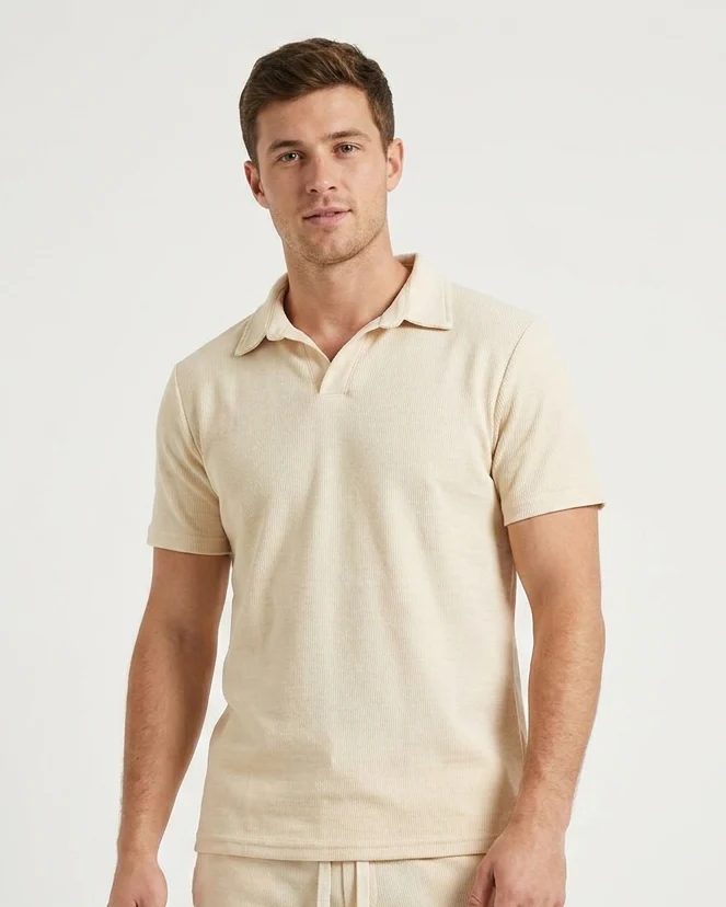 Men Plain Half Sleeves Polo T-shirt - Image 4
